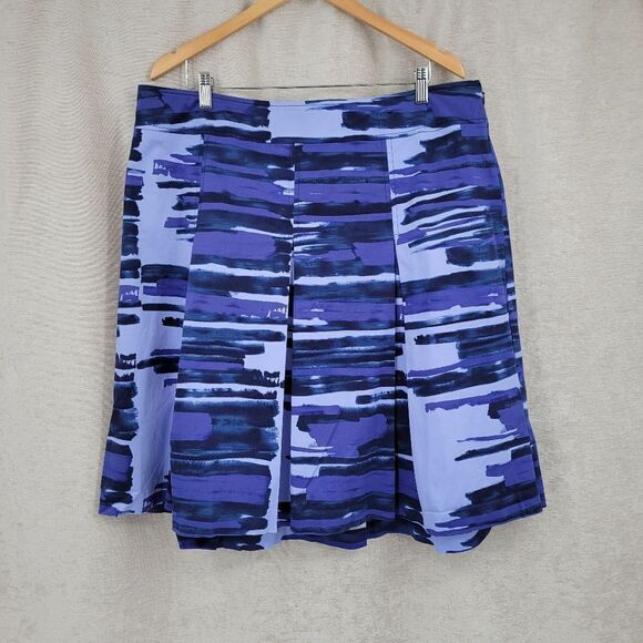 Lane Bryant Indigo Purple Blue Pleated Knee Length Skirt Women's Plus Size 18 - Picture 1 of 8